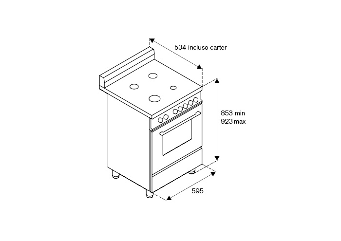 CUCINA 60X60 INOX FORNO GAS