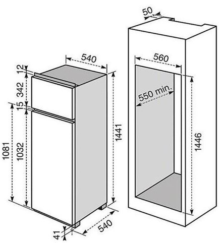 FRIGO INCASSO LT.218 CLASSE F