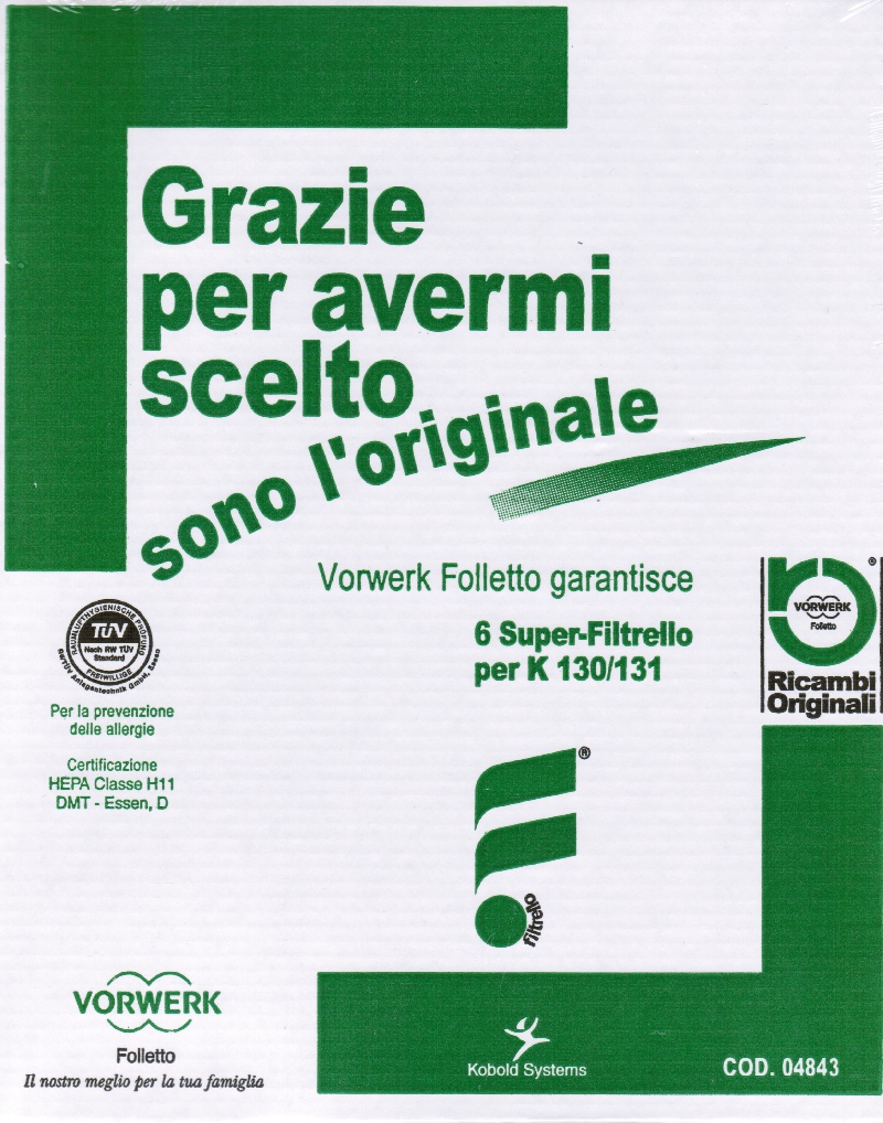 SACCHETTI FOLLETTO VK130 VK131 ORIGINALI