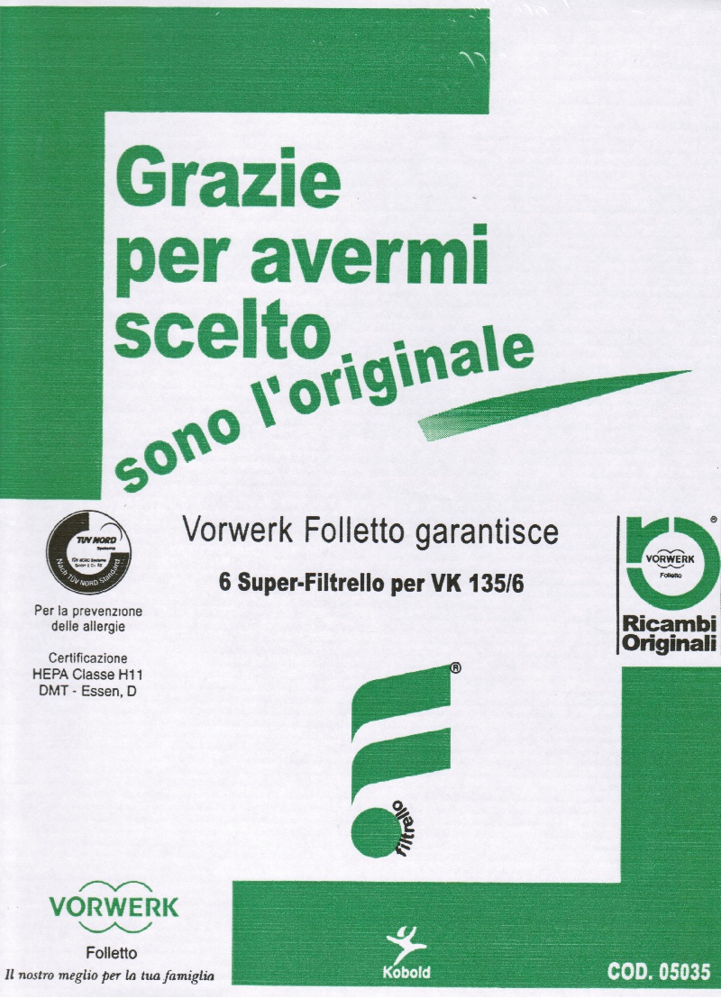 SACCHETTI FOLLETTO VK135 VK136 ORIGINALI