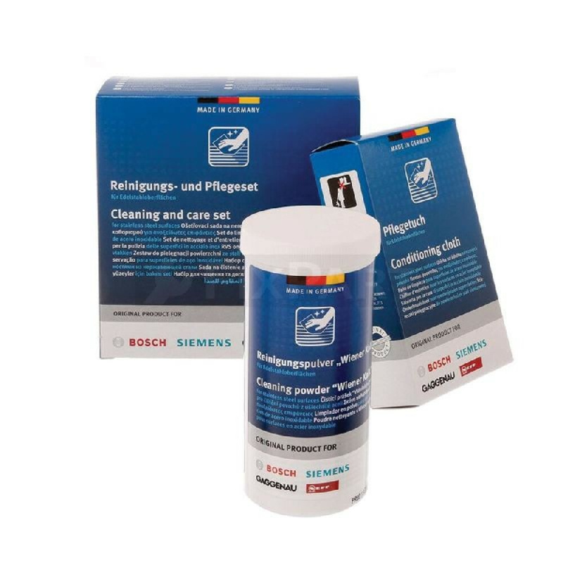 SET DI CURA PER ACCIAIO INOX - DETERGENTE IN POLVE